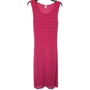 Chico's Vibrant Pink Crochet Knit sleeveless dress size 1 / M